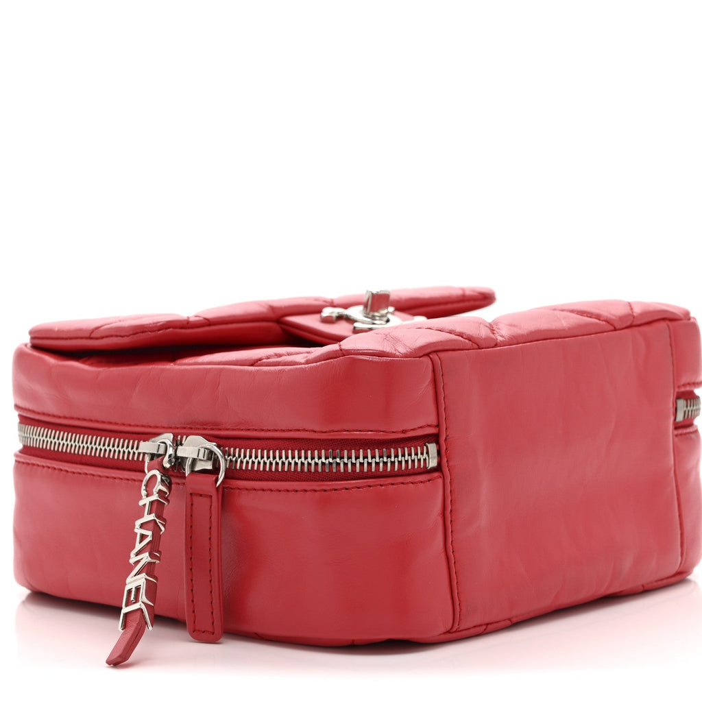 Chanel Aged Calfskin Quilted Top Handle Camera Case Red