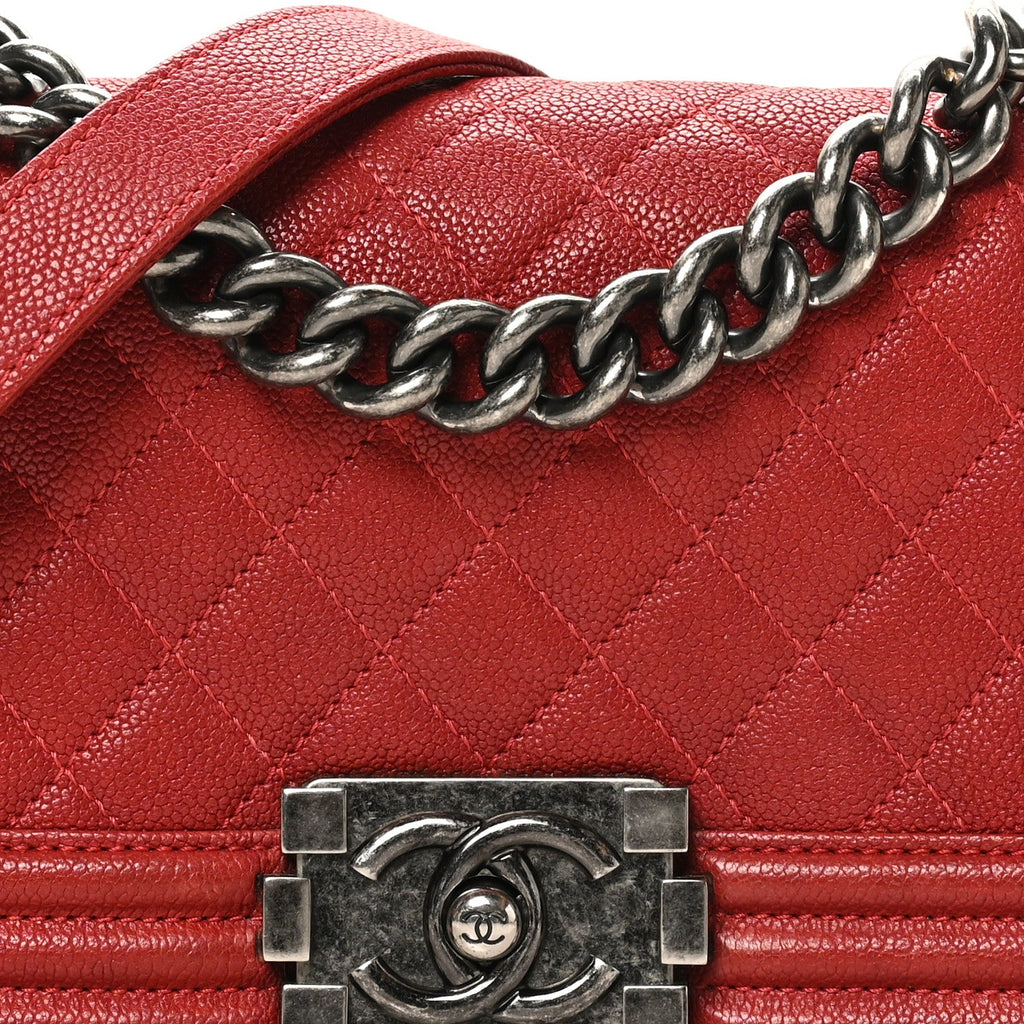 Chanel Caviar Quilted Small Boy Flap Dark Red