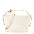 Chanel Lambskin Quilted Small Perfect Meeting Hobo White
