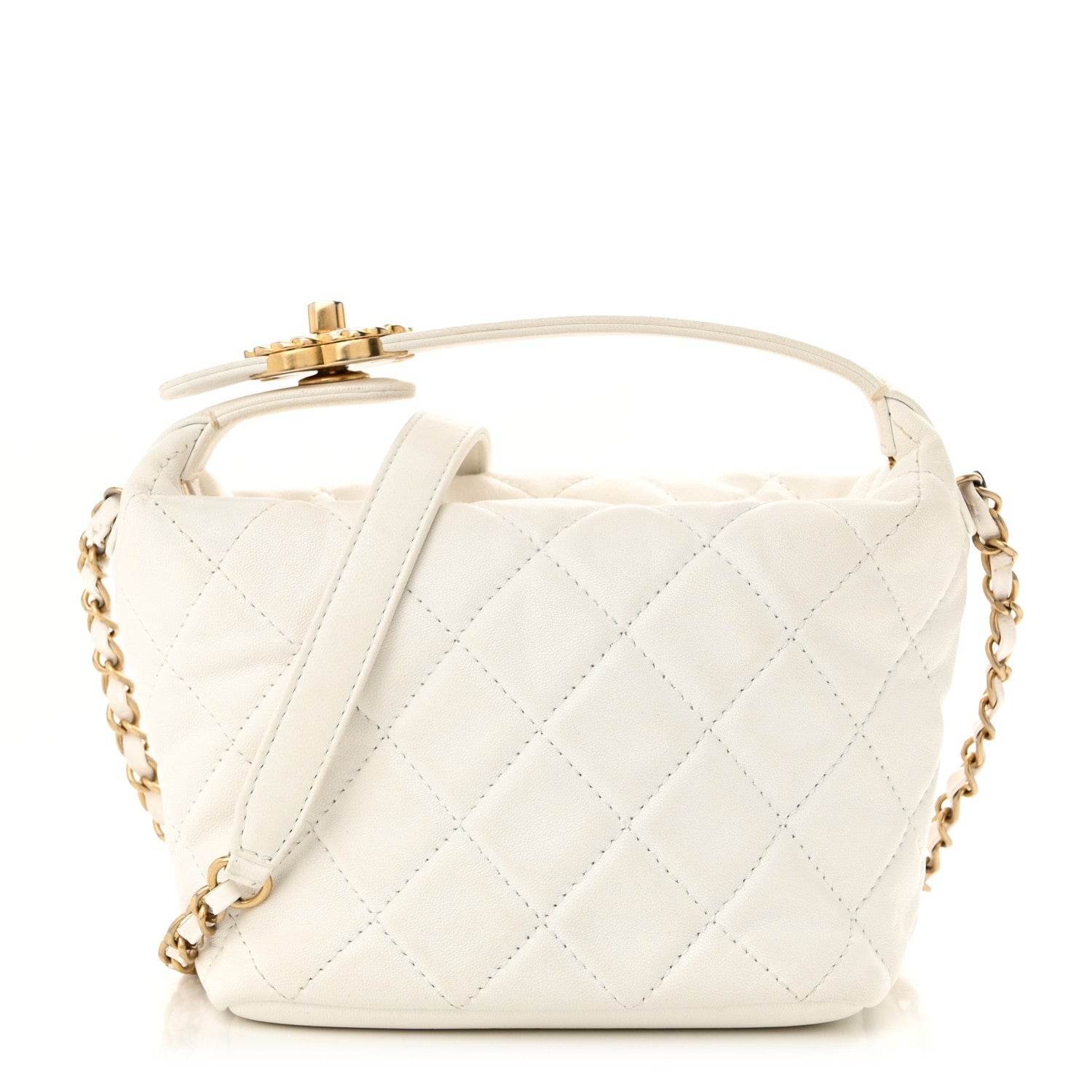 Chanel Lambskin Quilted Small Perfect Meeting Hobo White