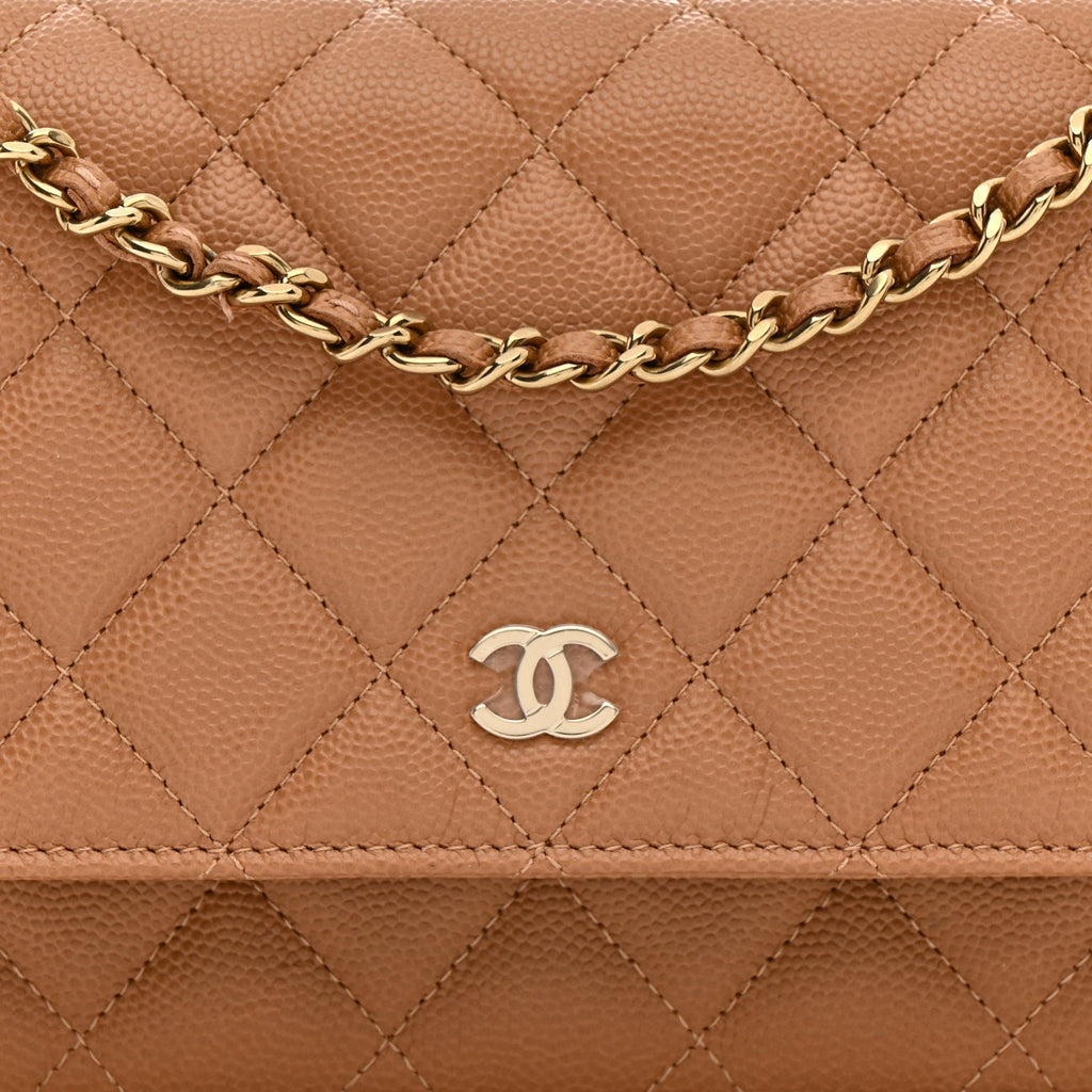 Chanel Caviar Quilted Wallet on Chain WOC Dark Beige