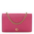 Gucci Dollar Calfskin Mini GG Marmont Chain Wallet Box Pink