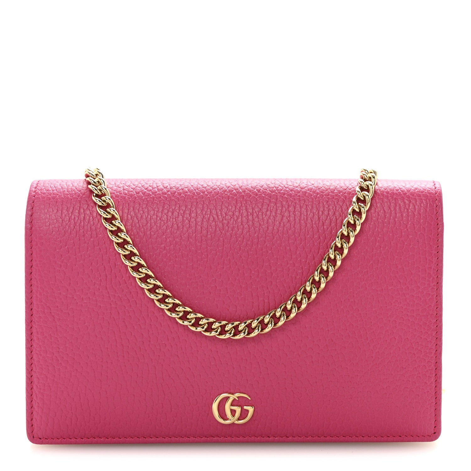 Gucci Dollar Calfskin Mini GG Marmont Chain Wallet Box Pink