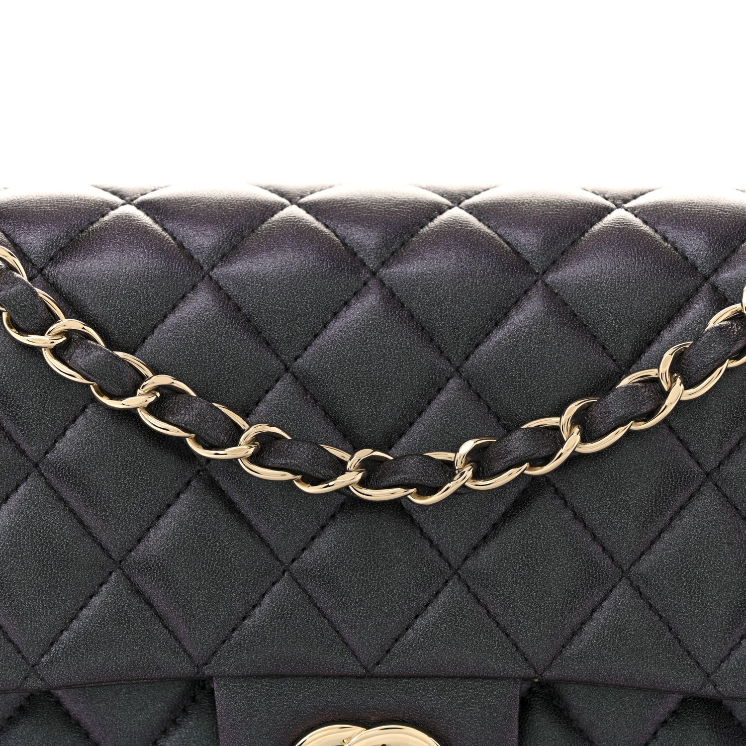 Chanel Iridescent Lambskin Quilted Medium Double Flap Black