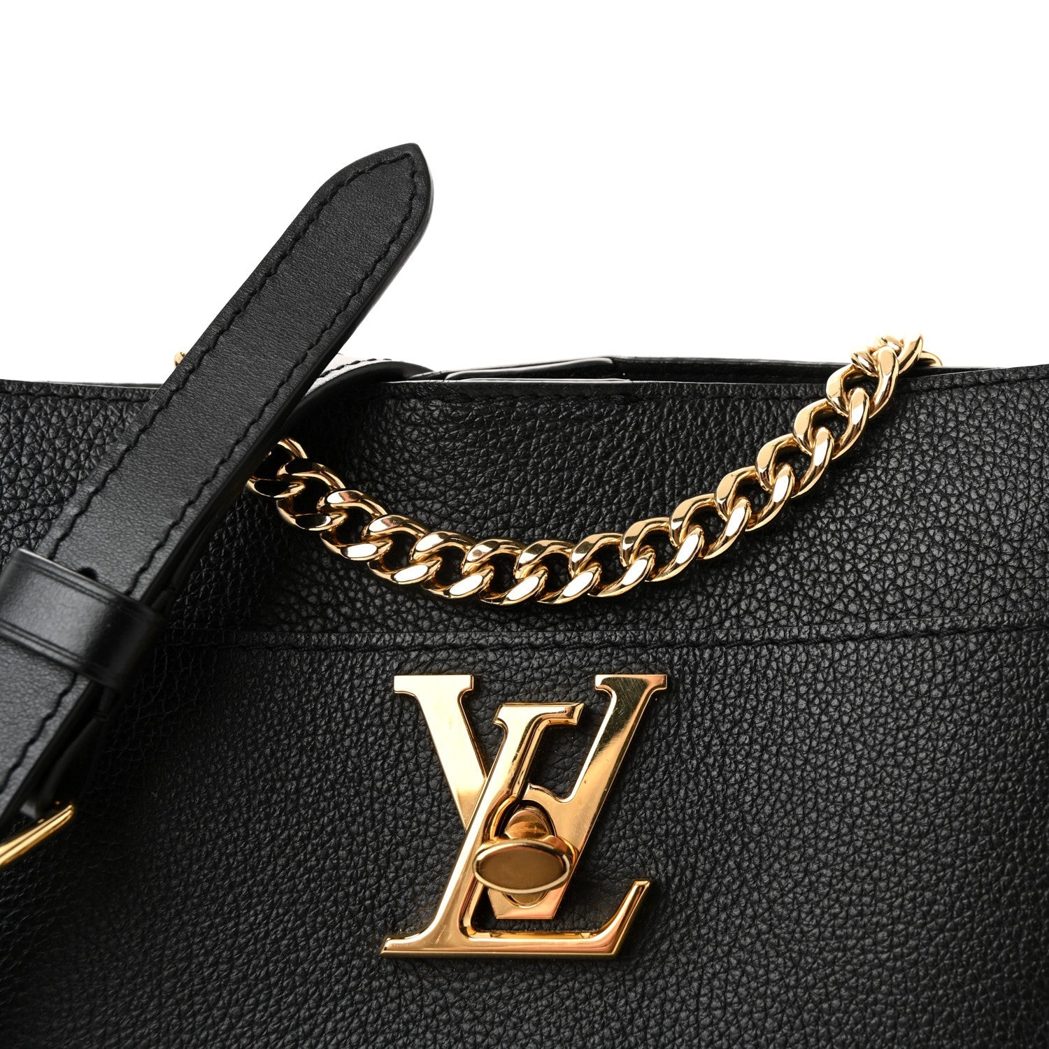 Louis Vuitton Calfskin Lock and Walk Bucket Black