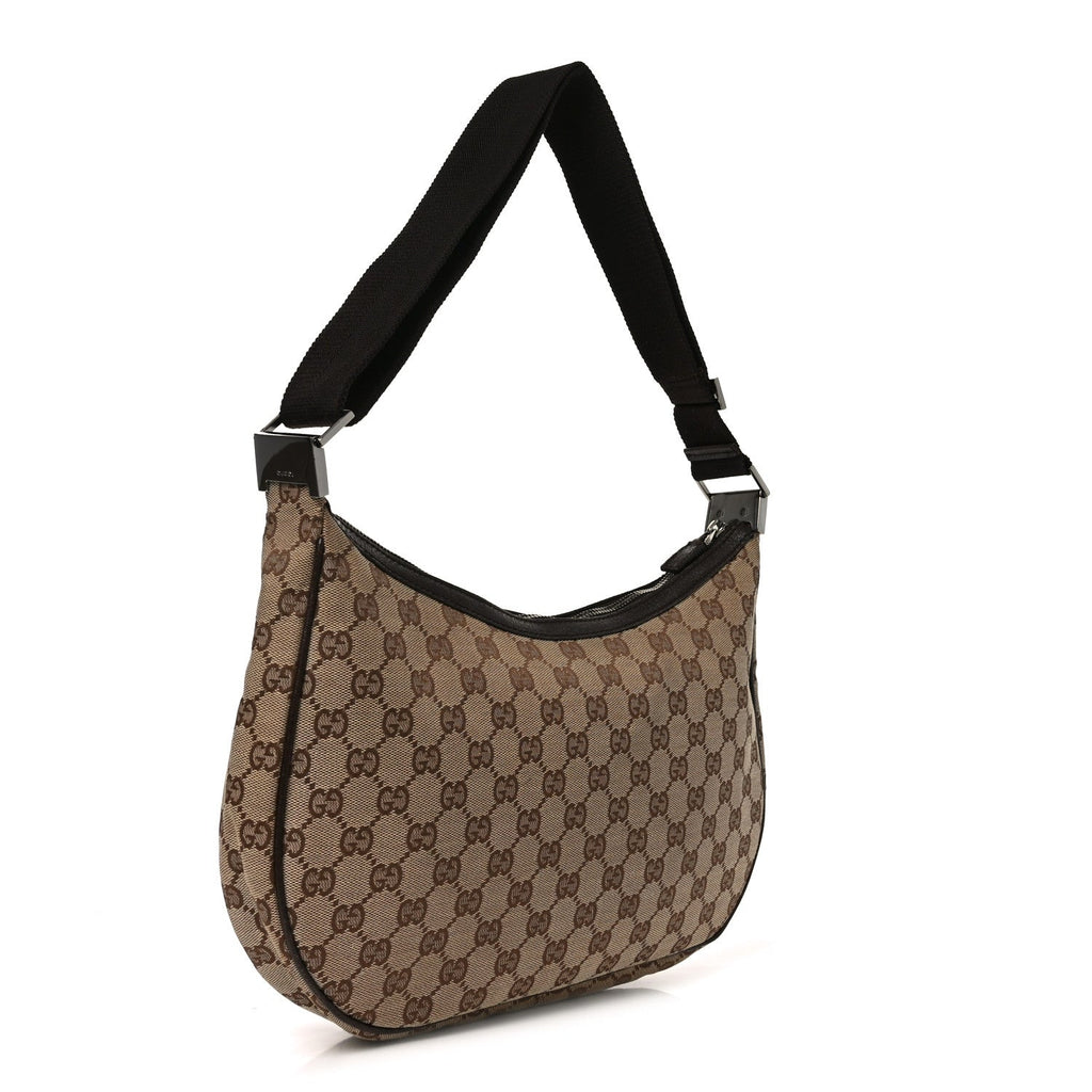 Gucci Monogram Medium Half Moon Hobo Dark Brown