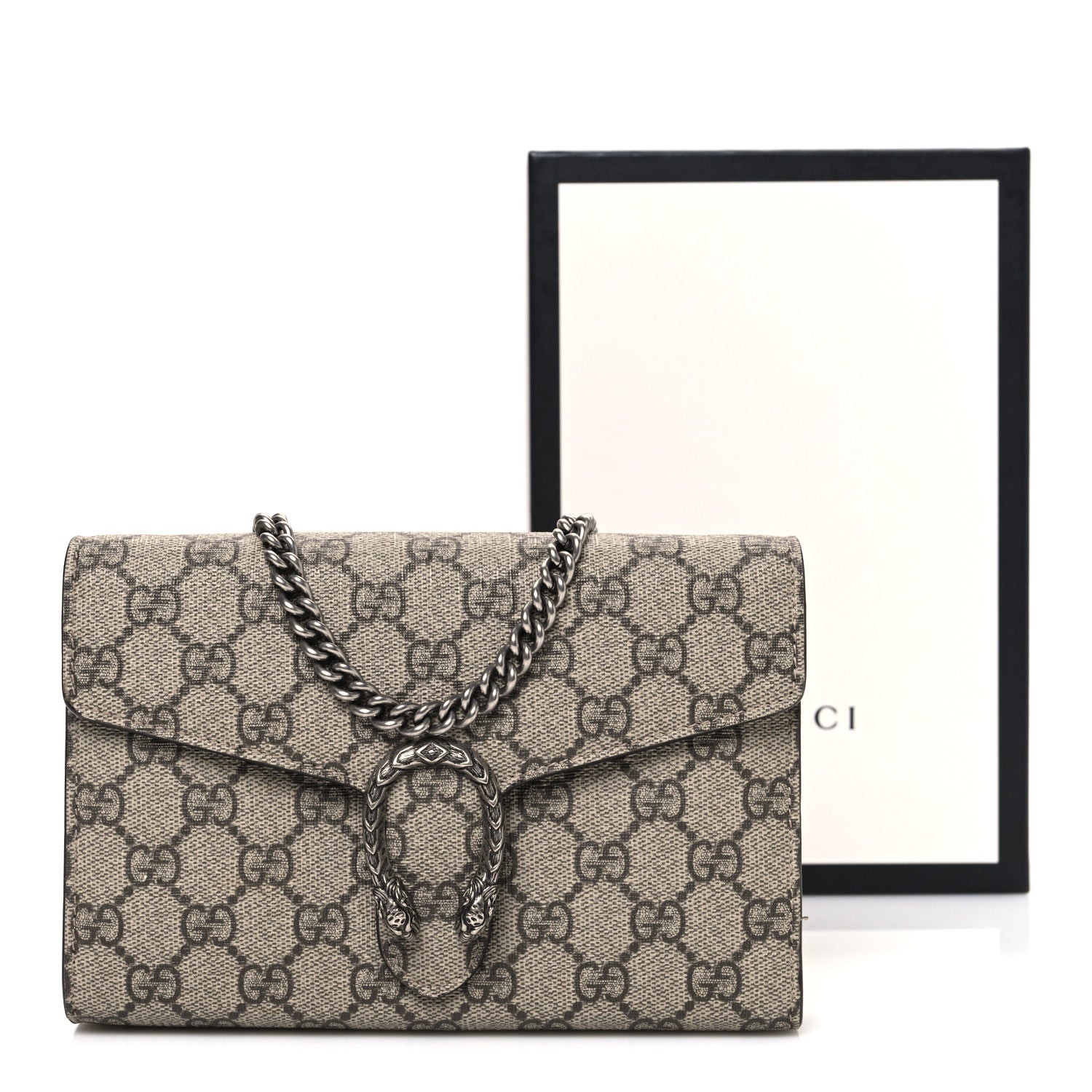 Gucci GG Supreme Monogram Mini Dionysus Chain Wallet Beige Taupe