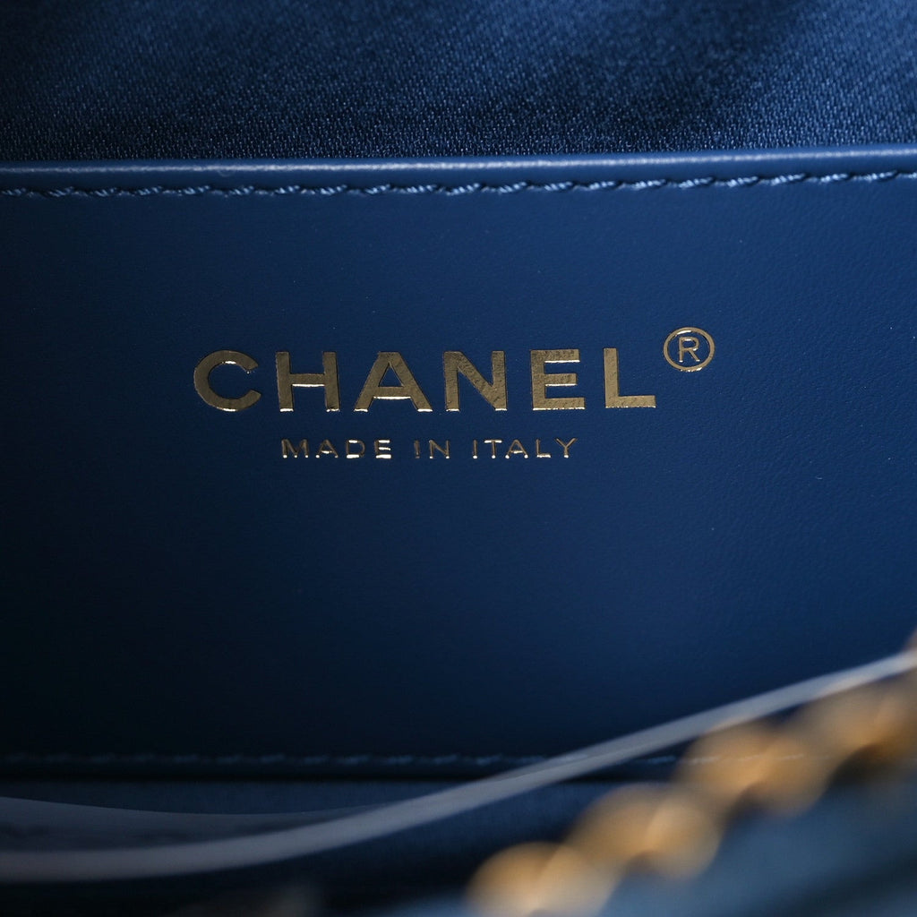 Chanel Washed Denim Quilted Mini Chanel 25 Handbag Blue