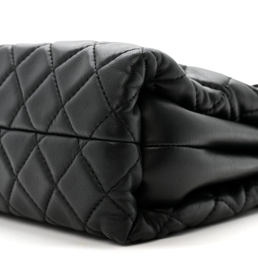 Chanel Lambskin Quilted Jumbo Chanel by 4 Flap Black