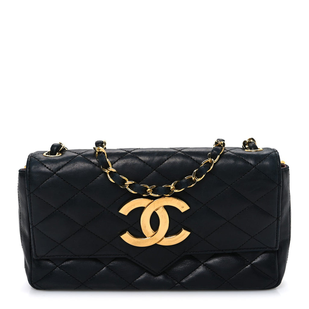 Chanel Lambskin Quilted Jumbo CC Small Single Flap Black