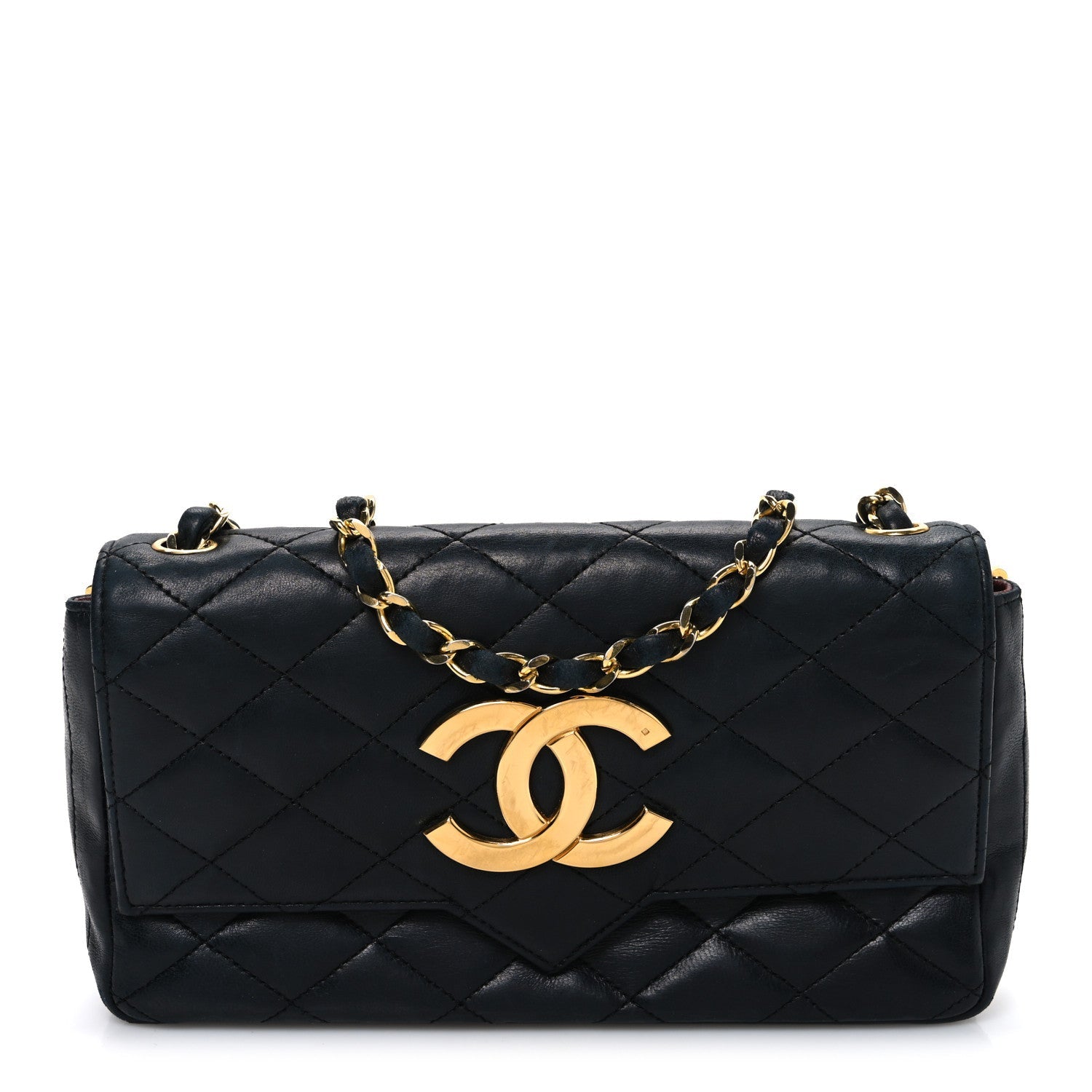 Chanel Lambskin Quilted Jumbo CC Small Single Flap Black