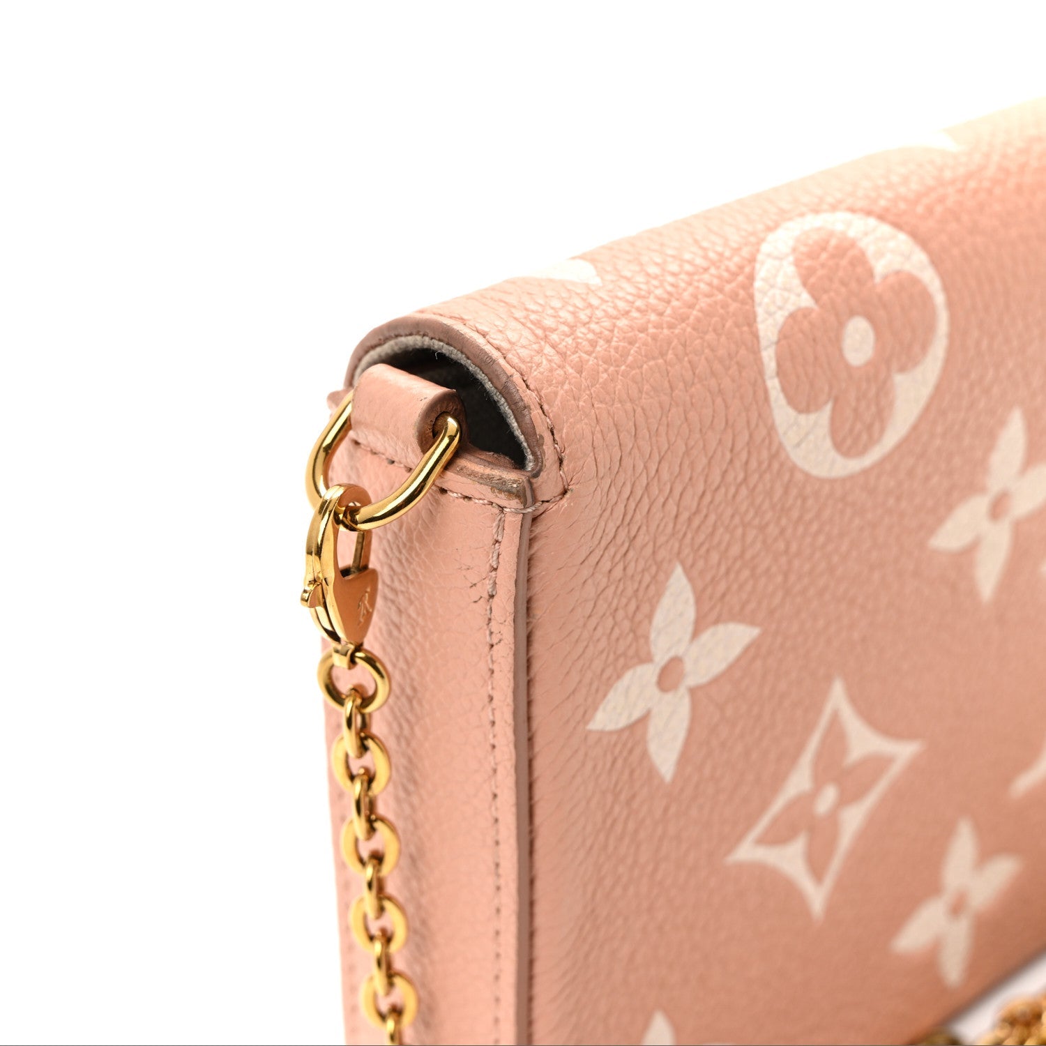 Louis Vuitton Empreinte Monogram Giant Felicie Pochette Chain Wallet Rose Trianon Creme