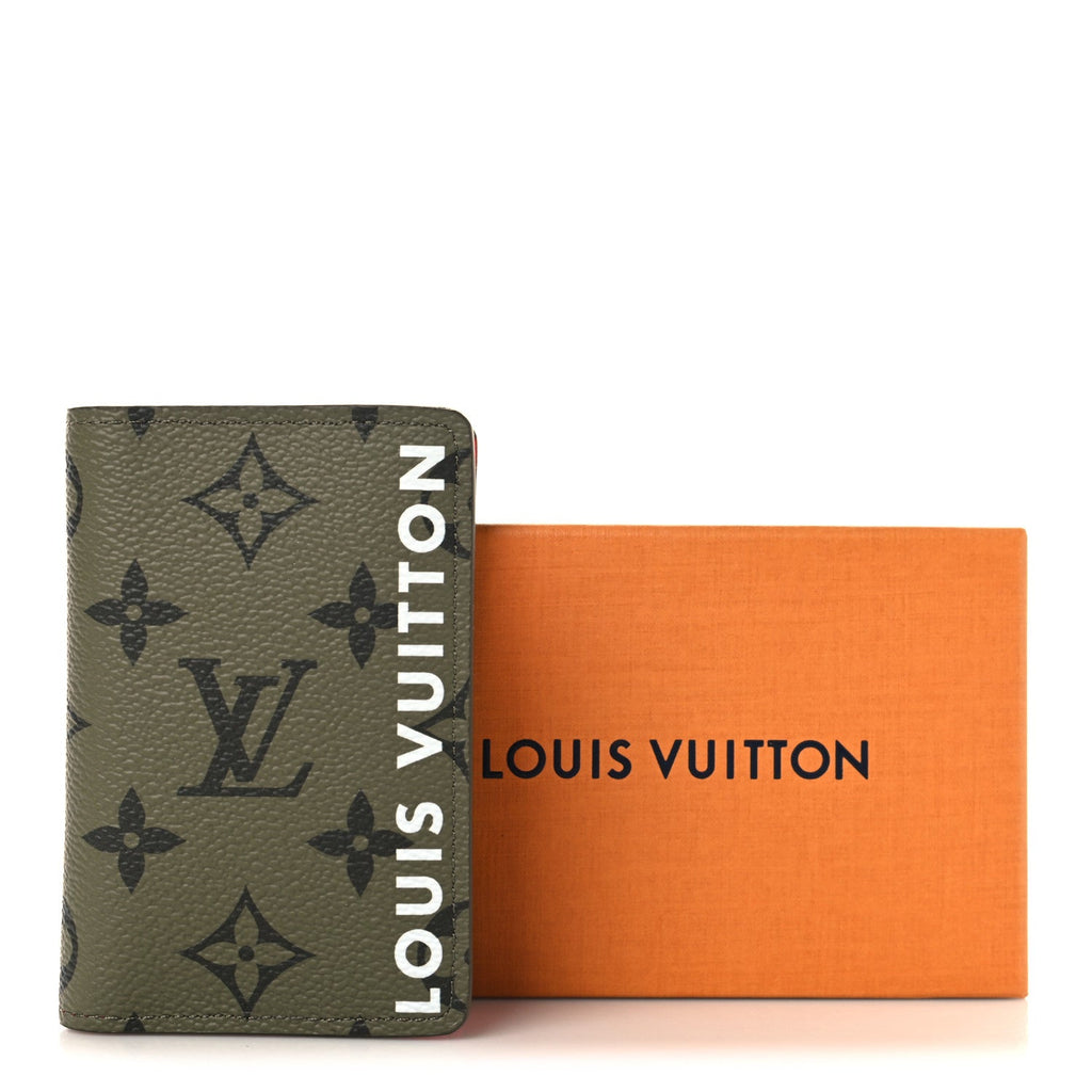 Louis Vuitton Monogram Pocket Organizer NM Khaki Green Vermillion Red