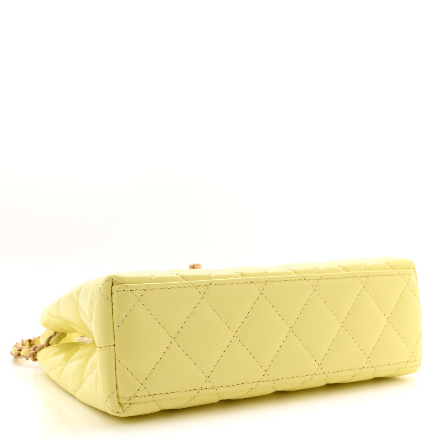 Chanel Shiny Aged Calfskin Quilted Nano Kelly Shopper Light Yellow