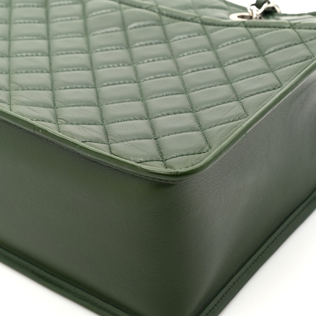 Chanel Aged Calfskin Quilted Large Working Vibe Camera Case Khaki