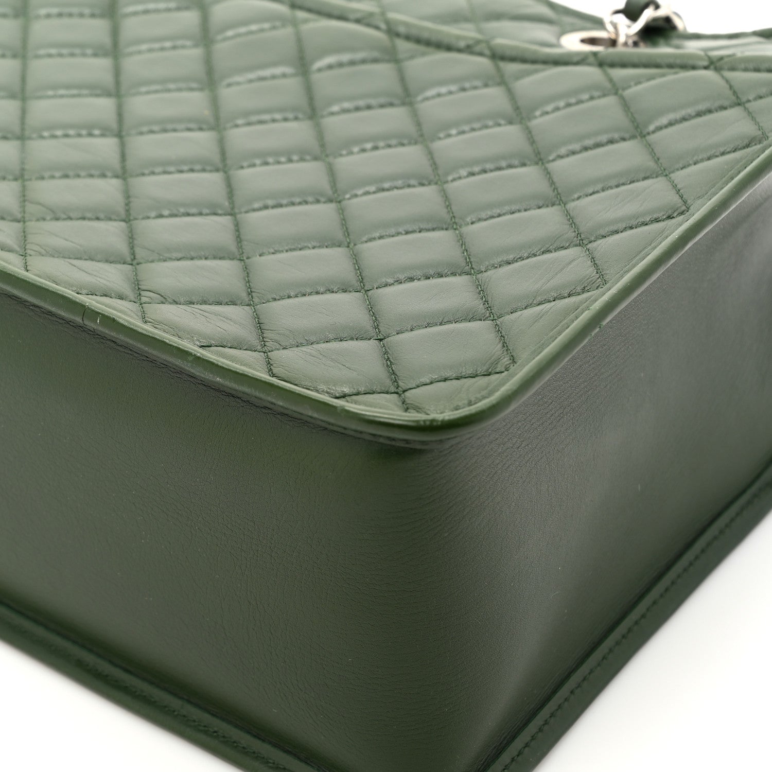 Chanel Aged Calfskin Quilted Large Working Vibe Camera Case Khaki