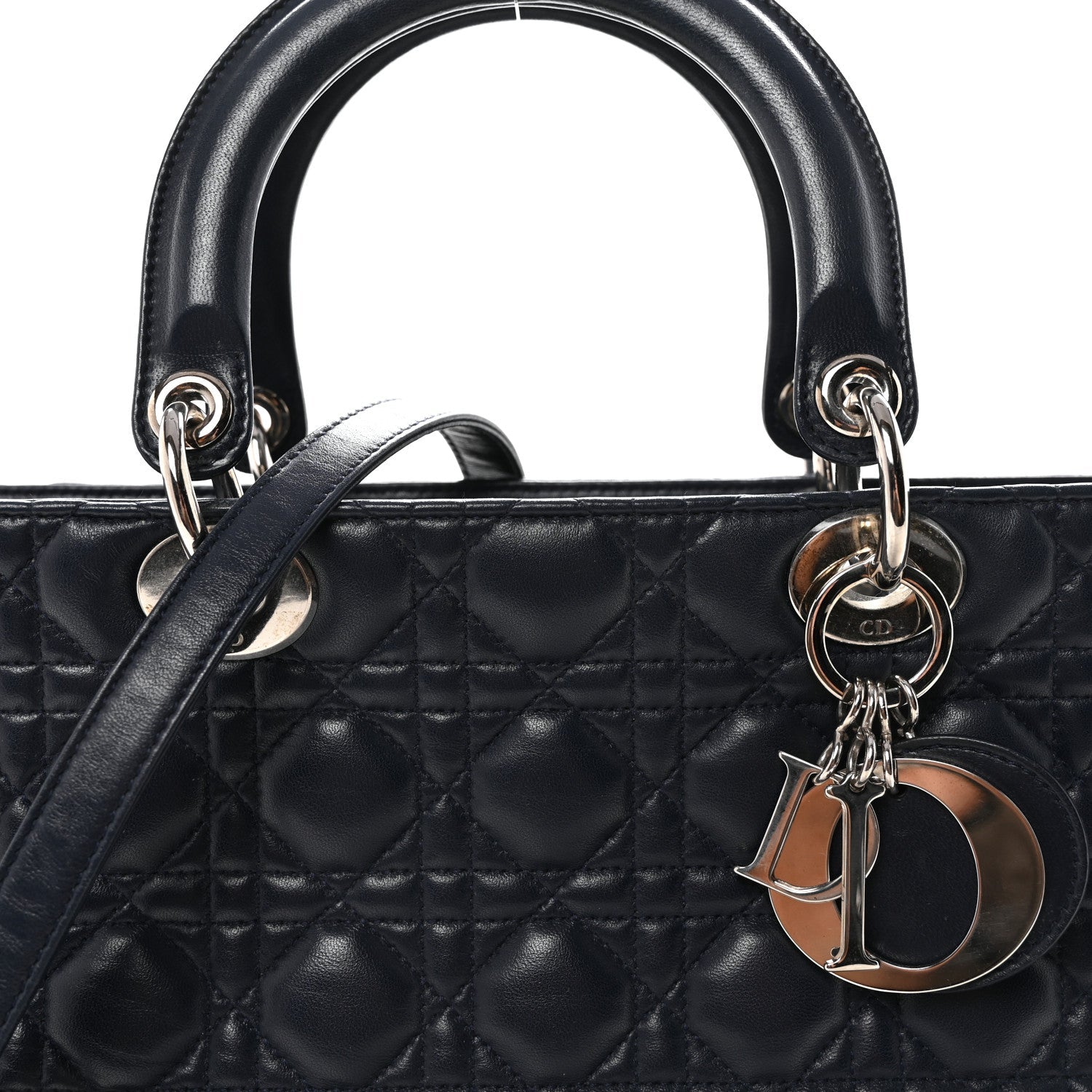Christian Dior Lambskin Cannage Large Lady Dior Navy Blue