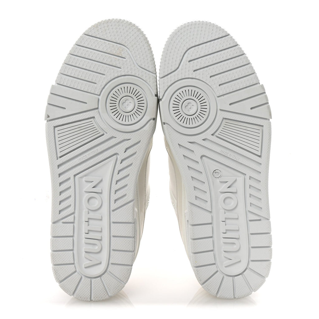 Louis Vuitton Calfskin Womens LV Trainer Sneakers 37.5 White