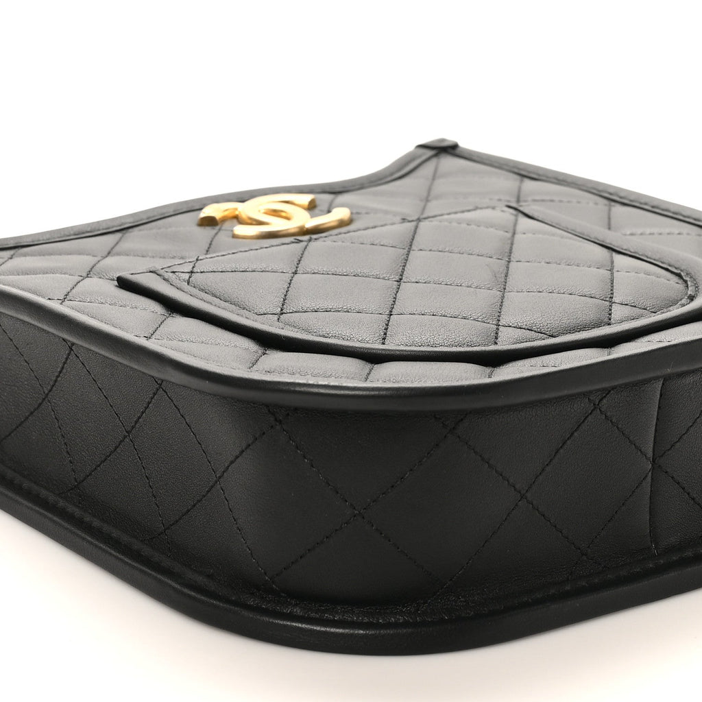 Chanel Calfskin Quilted CC Hobo Handbag Black