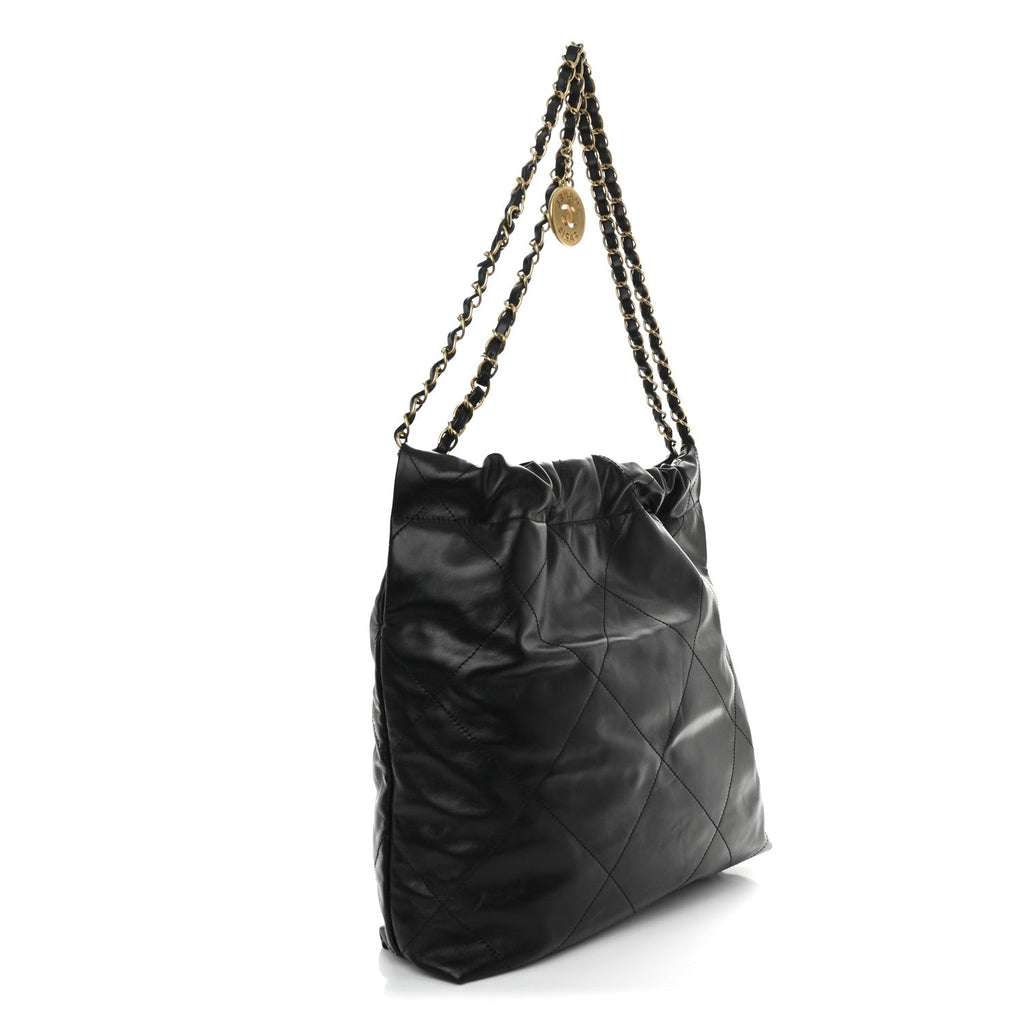 Chanel Shiny Calfskin Quilted Small Chanel 22 Black