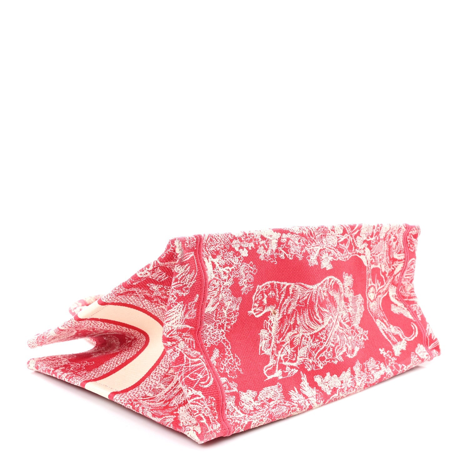 Christian Dior Canvas Embroidered Medium Dioriviera Toile De Jouy Book Tote Raspberry
