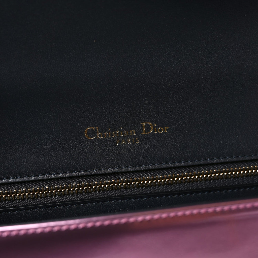 Christian Dior Metallic Patent Micro-Cannage Medium Diorama Flap Bag Pink