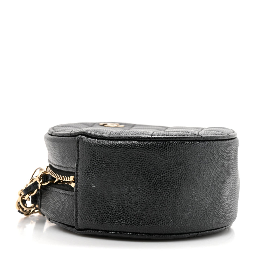 Chanel Caviar Quilted Round Clutch With Chain Black