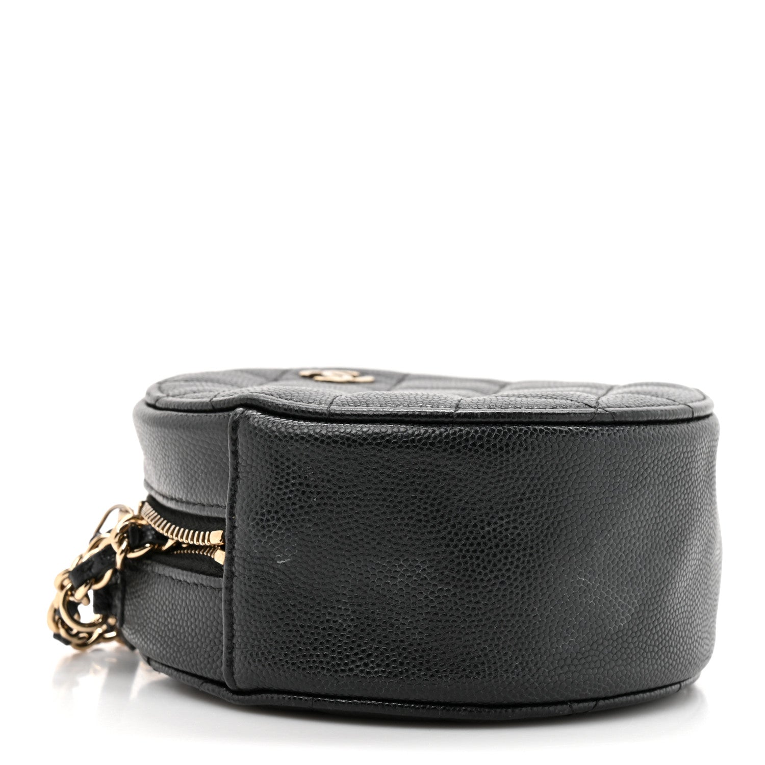 Chanel Caviar Quilted Round Clutch With Chain Black