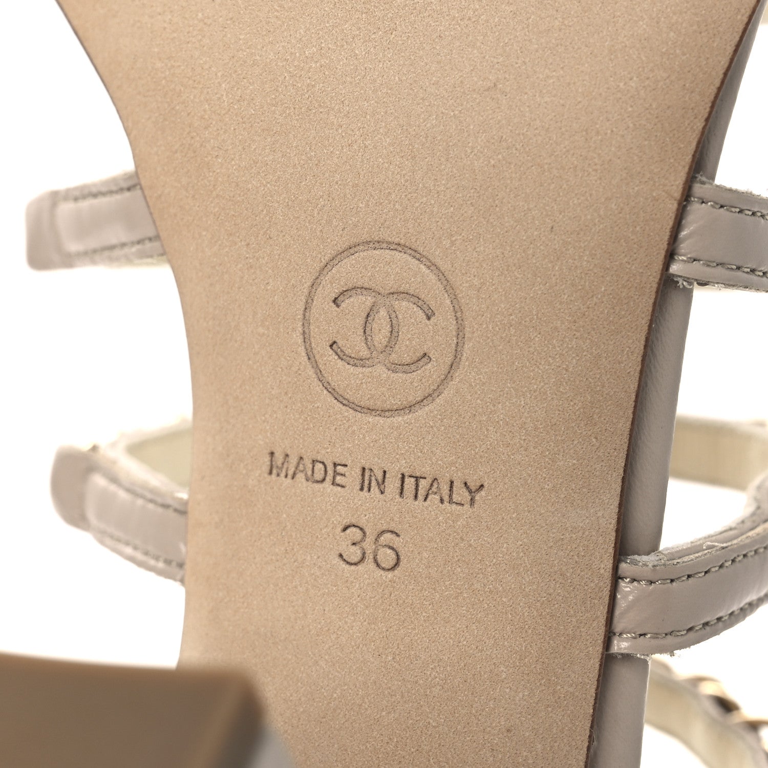 Calfskin Chain Sandals 36 Dark Beige