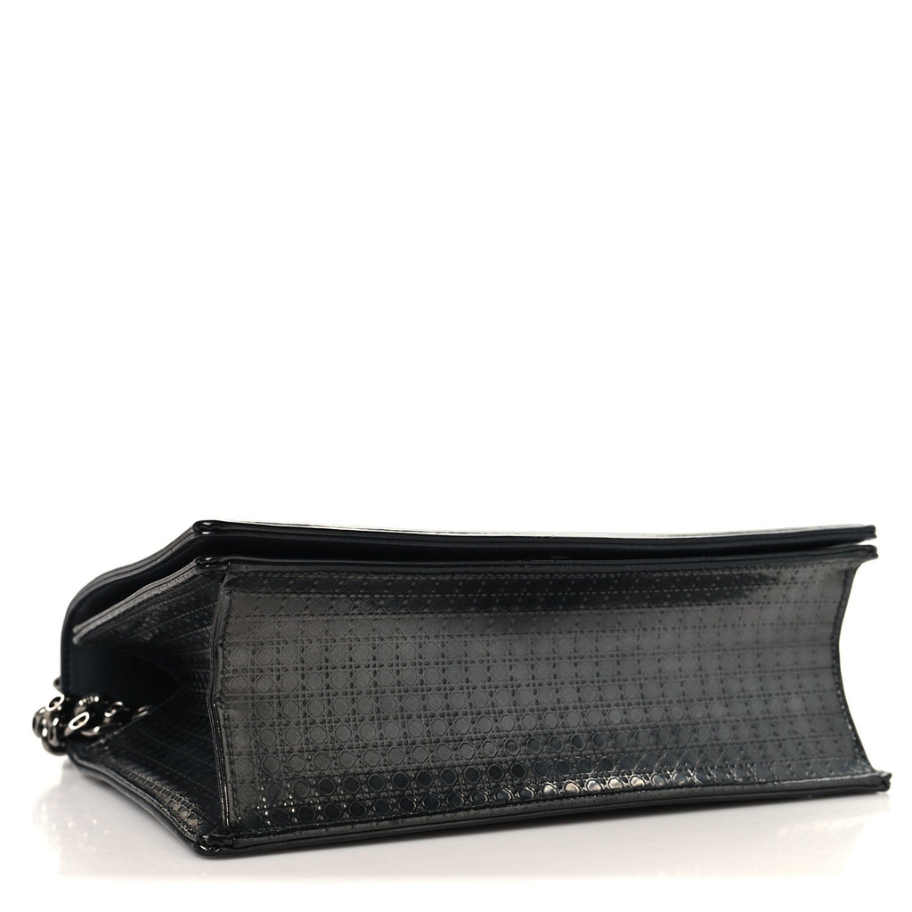 Christian Dior Metallic Patent Micro-Cannage Medium Diorama Flap Bag Onyx Black