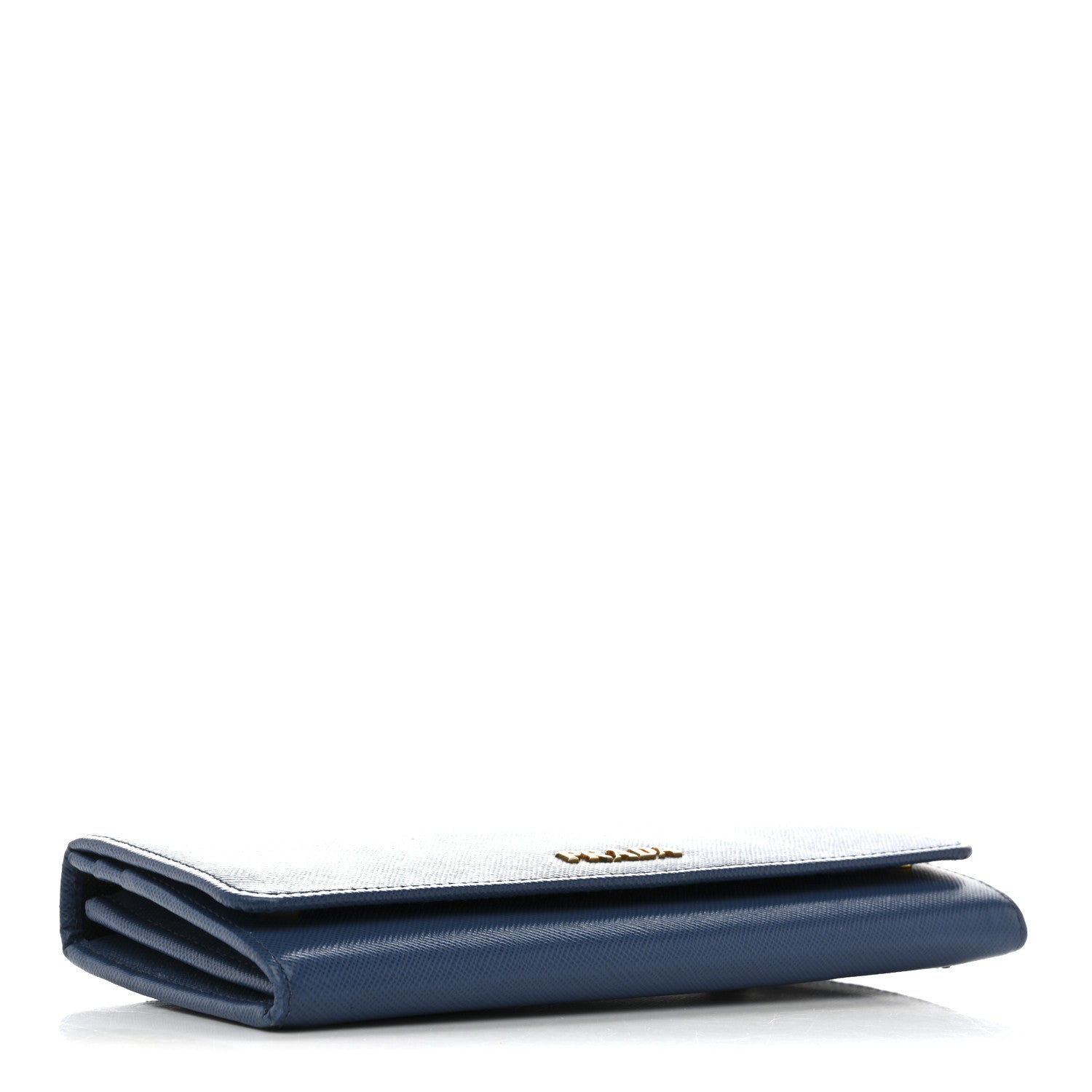 Prada Saffiano Bi-Color Metal Continental Flap Wallet Cobalto Black
