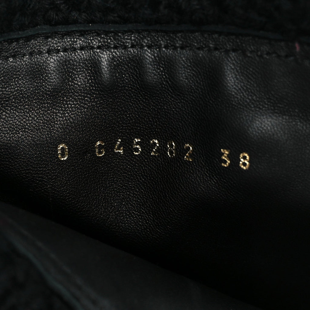 Calfskin Knit CC Short Boots 38 Black