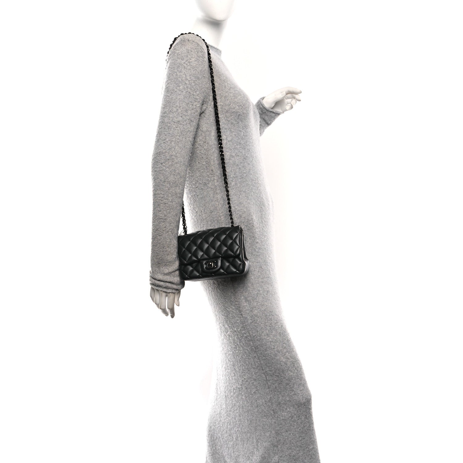 Chanel Lambskin Quilted Mini Square Flap So Black