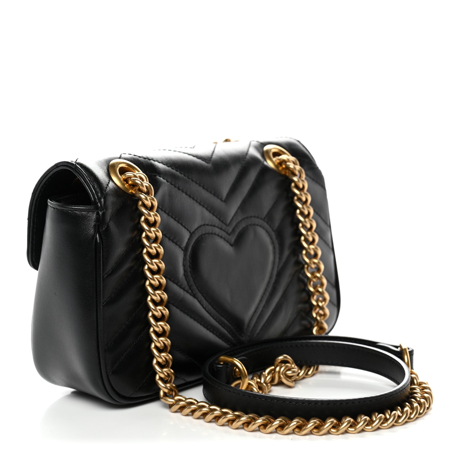 Gucci Calfskin Matelasse Mini GG Marmont Shoulder Bag Black