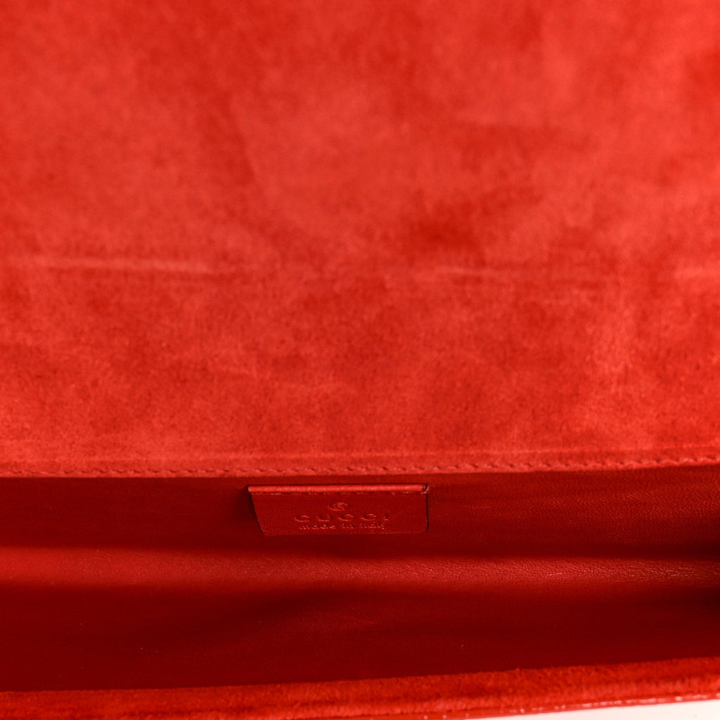 Gucci Patent Microguccissima Small Broadway Clutch Red