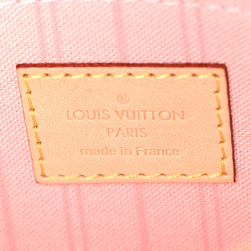 Louis Vuitton Damier Azur Neverfull MM GM Pochette Rose Ballerine