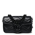 Gucci Calfskin Matelasse Monochrome GG Marmont Chain Belt Bag Black