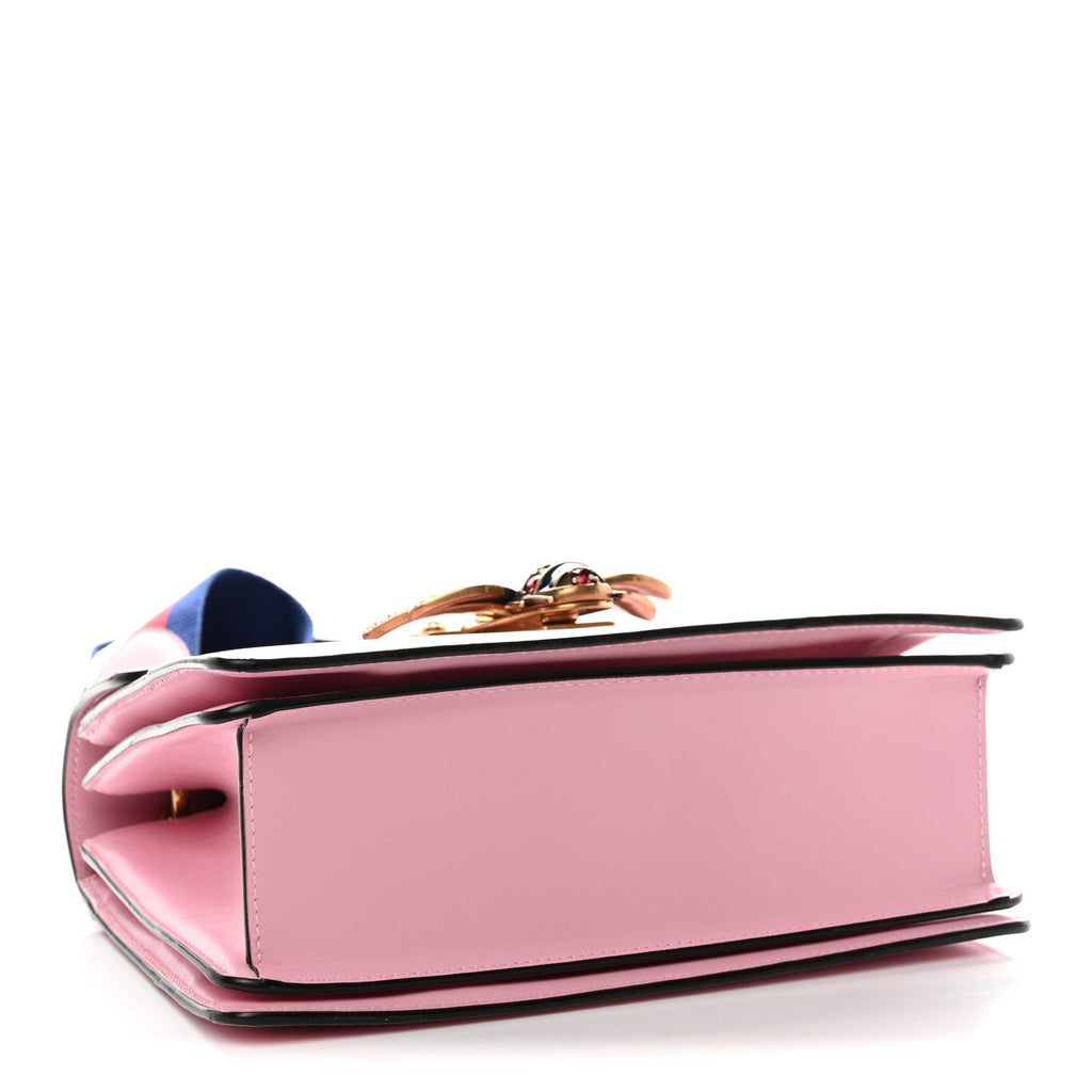 Gucci Calfskin Sylvie Web Small Queen Margaret Top Handle Bag Sugar Pink