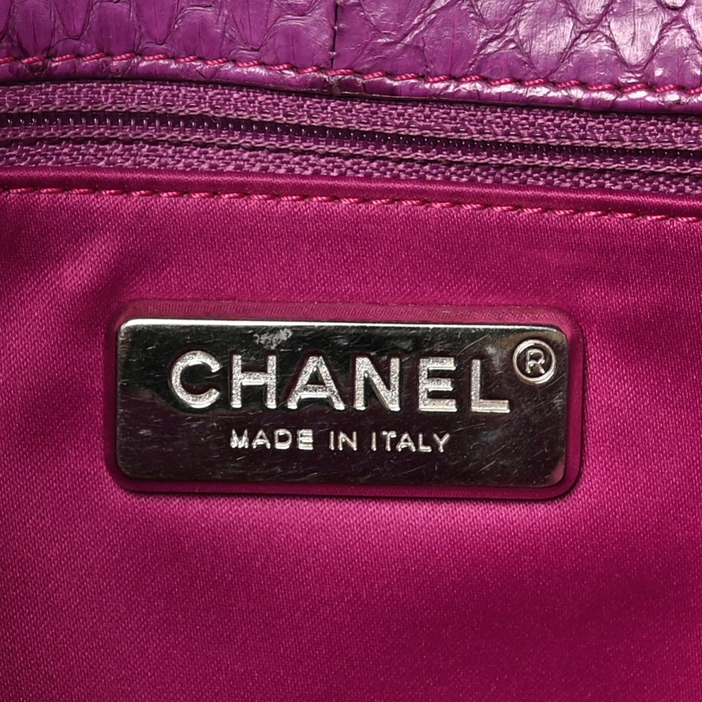 Chanel Elaphe Snakeskin Quilted Medium Easy Carry Flap Purple
