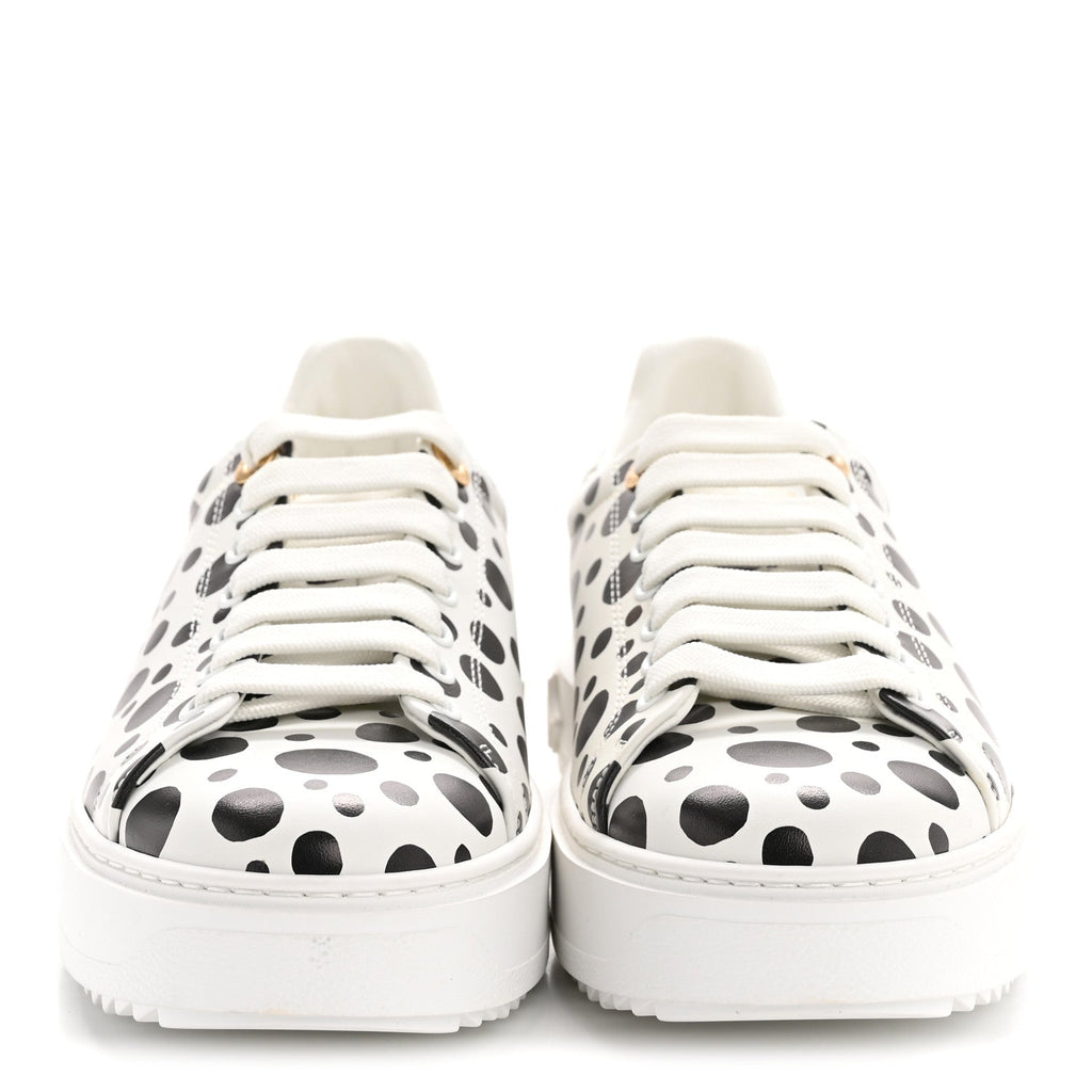 Louis Vuitton LV X YK Calfskin Printed Infinity Dots Time Out Sneakers 38 White