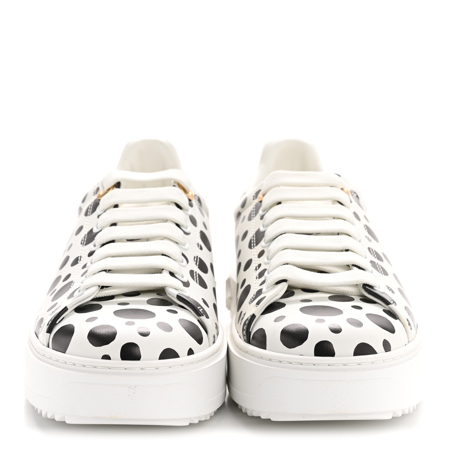 Louis Vuitton LV X YK Calfskin Printed Infinity Dots Time Out Sneakers 38 White