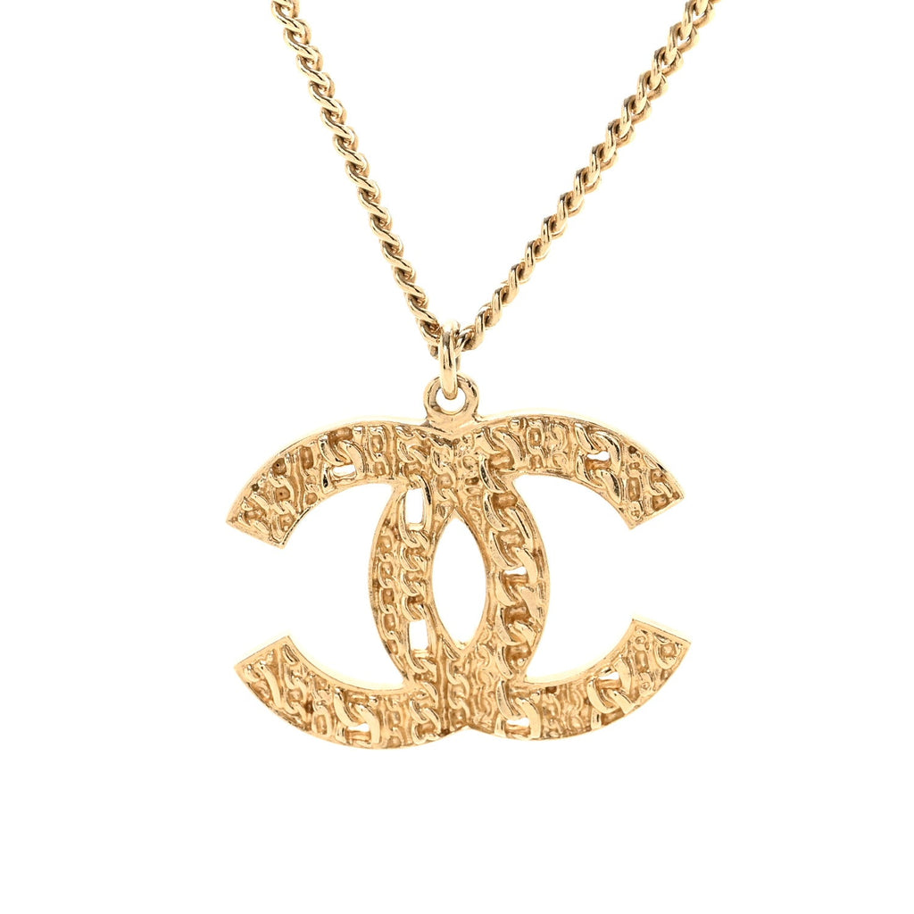 Chanel Tweed Effect CC Necklace Gold