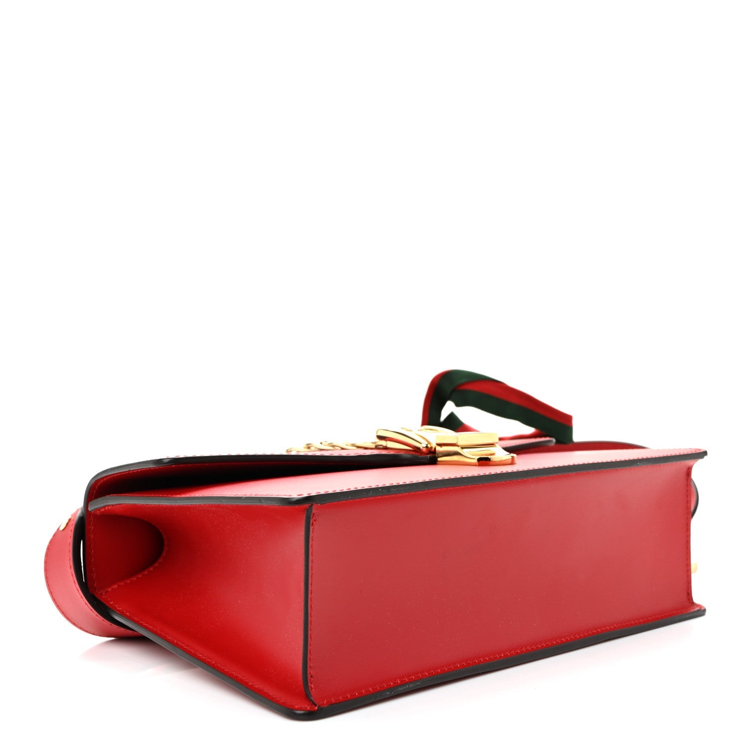 Gucci Calfskin Small Sylvie Shoulder Bag Hibiscus Red