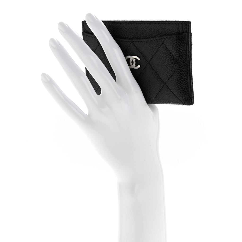 Caviar Quilted Card Holder Black