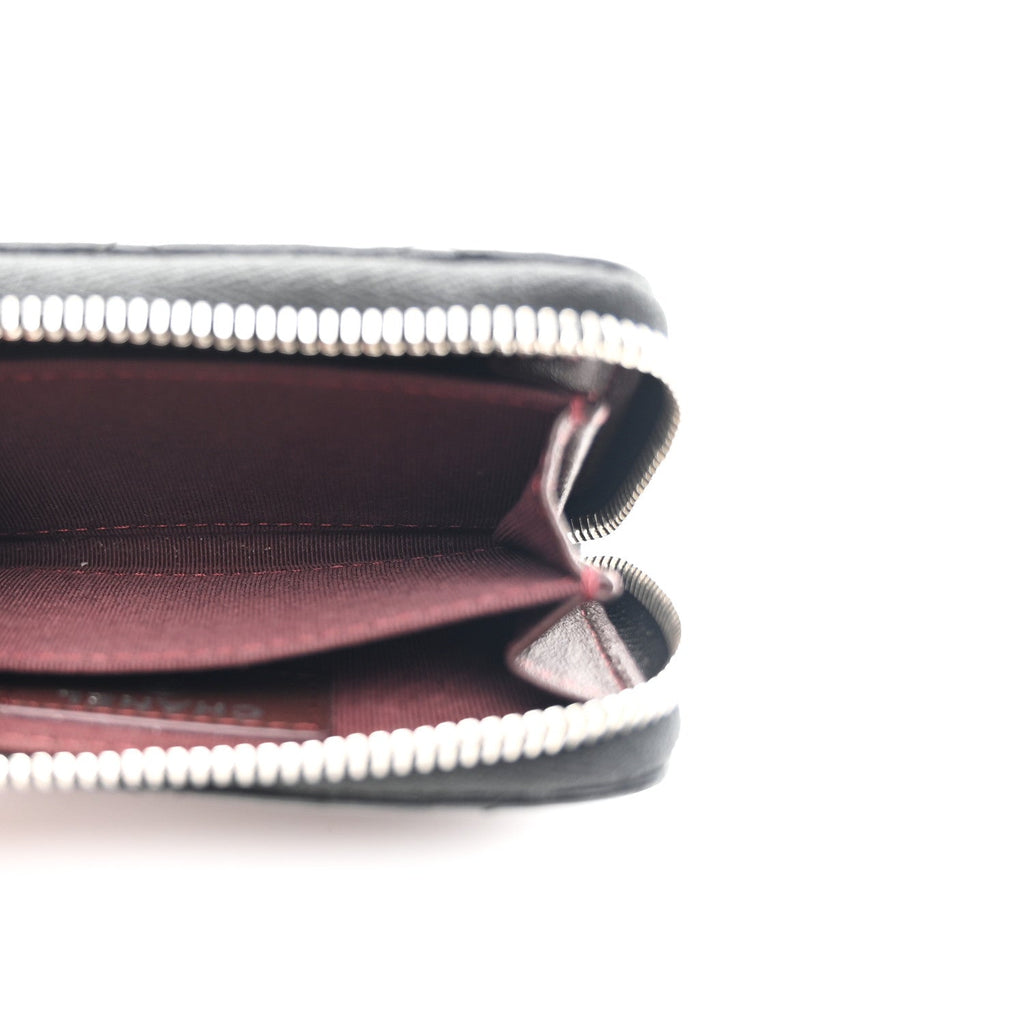 Lambskin Quilted Zip Coin Purse Black
