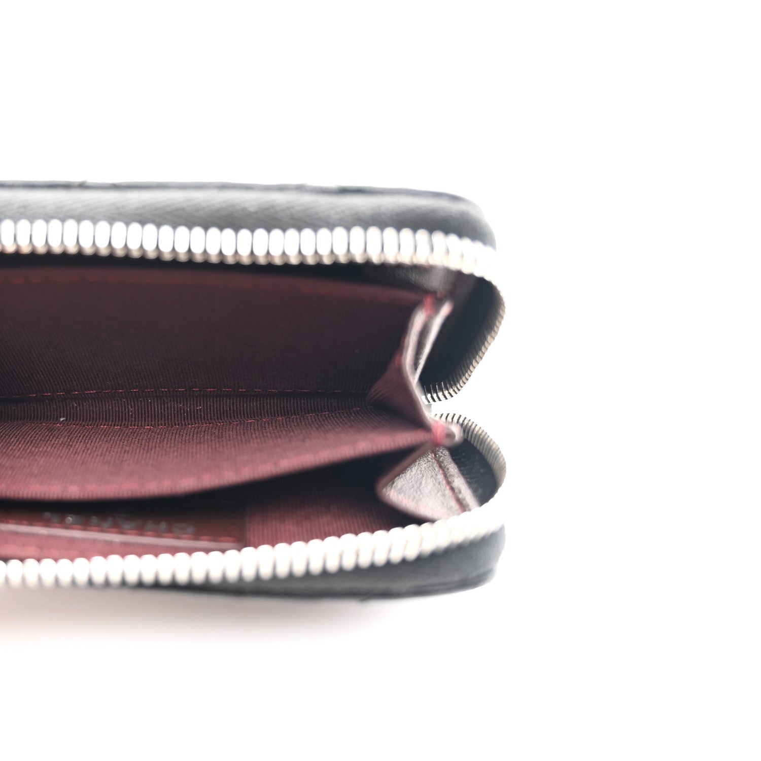 Lambskin Quilted Zip Coin Purse Black