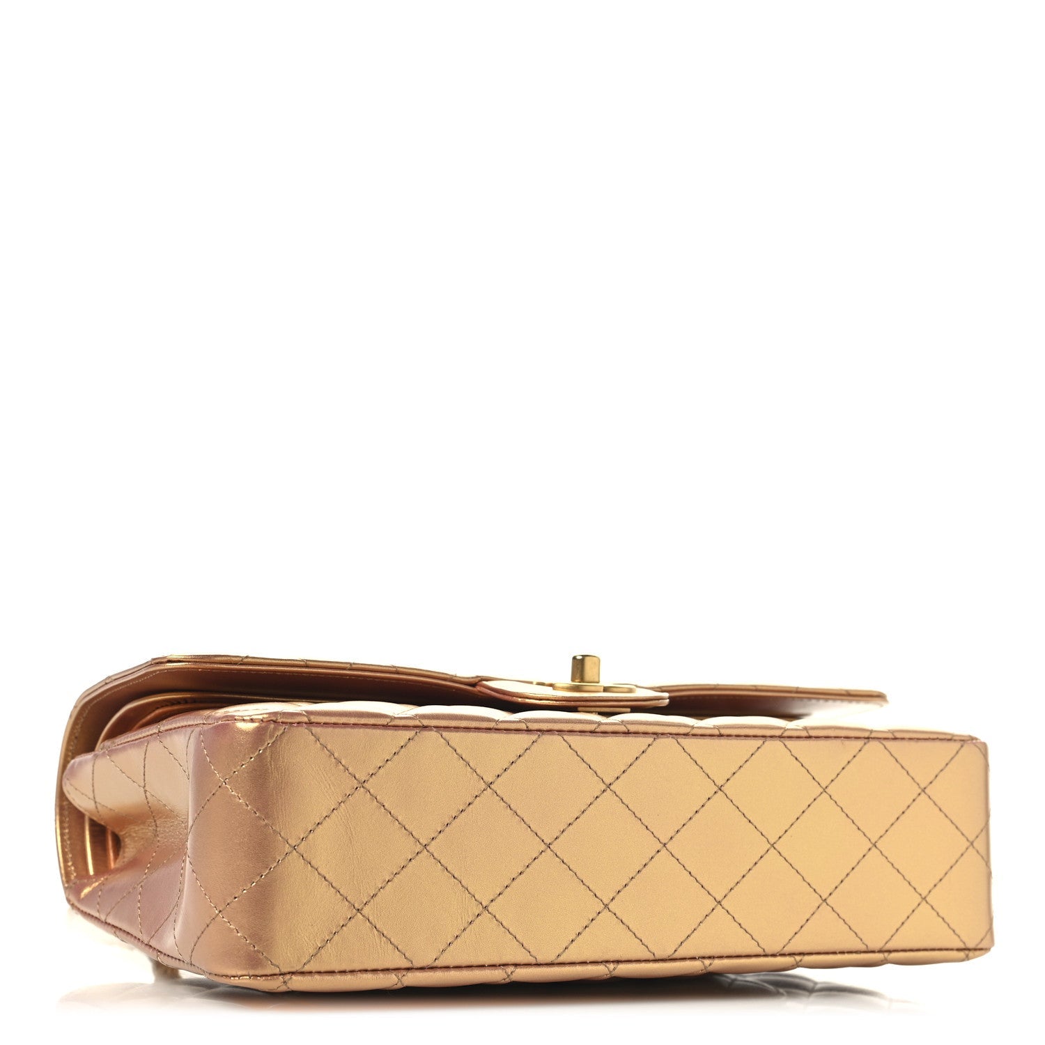Chanel Metallic Lambskin Quilted Medium Double Flap Golden