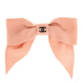 Chanel Silk Bow CC Hair Clip Pink Black