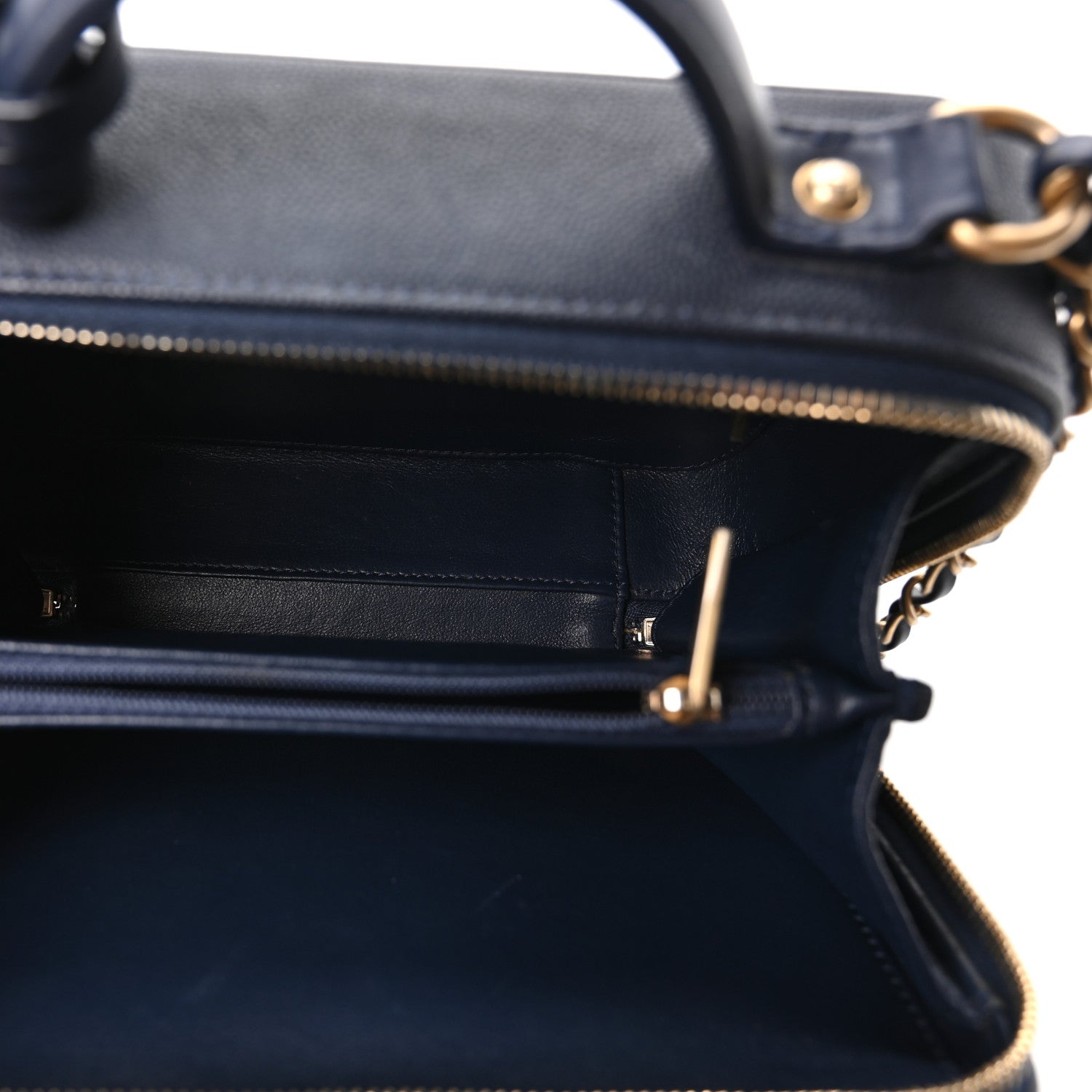 Chanel Caviar Quilted Medium CC Filigree Vanity Case Navy