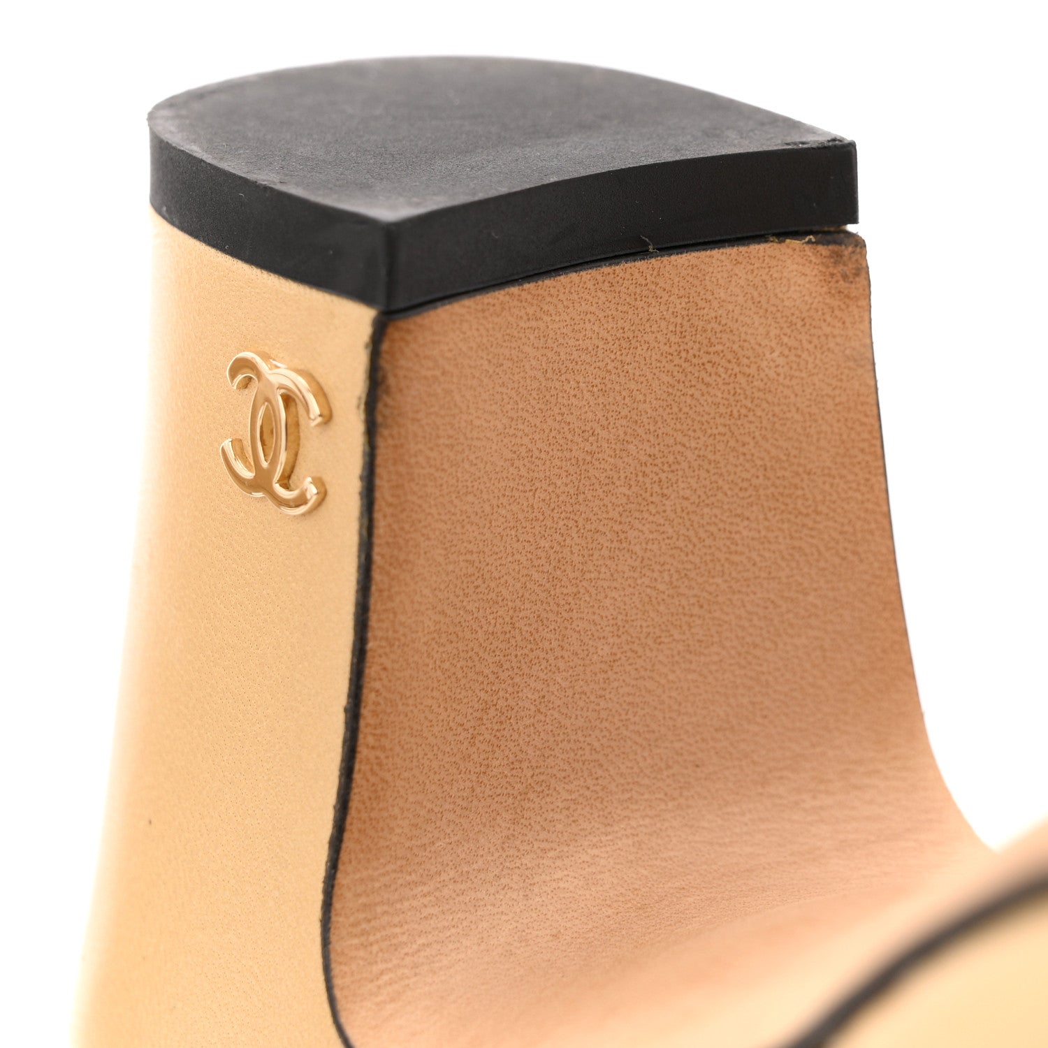 Goatskin Grosgrain Cap Toe CC Slingback Pumps 36 Beige Black